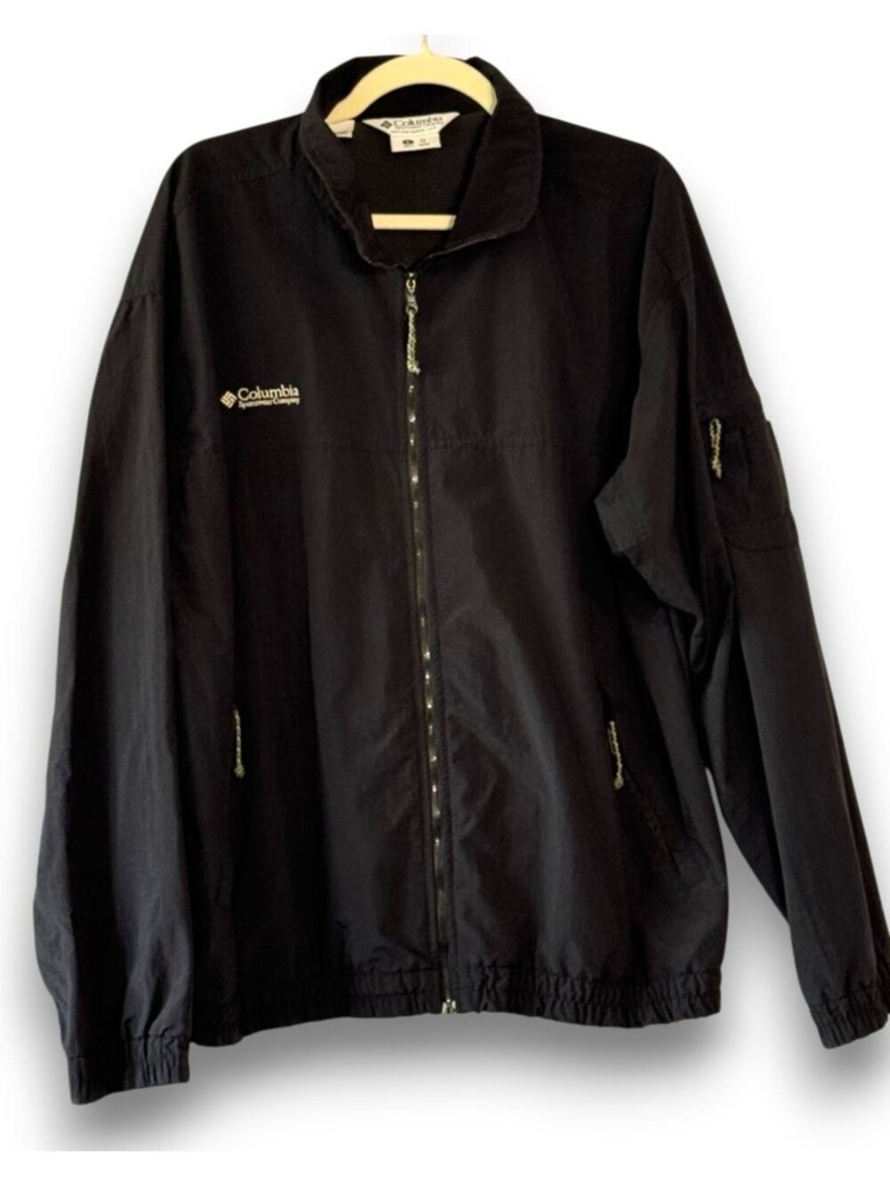 Vintage 80s Columbia Sportswear Full Zip Windbreaker Jacket Black Mens - L